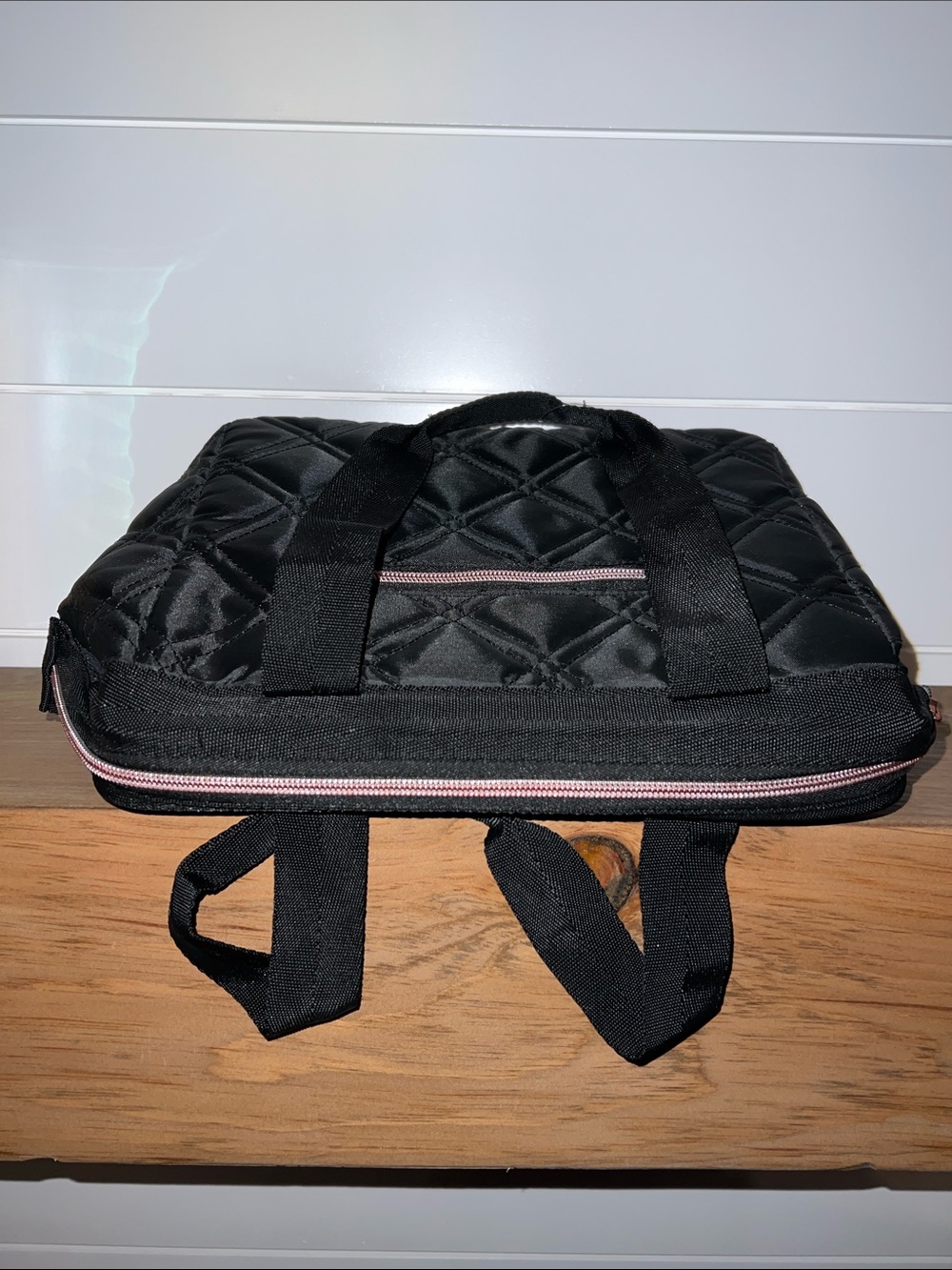 Black Quilted Lunch/Tote Bag with Rose Gold Accent - Picture 7 of 11
